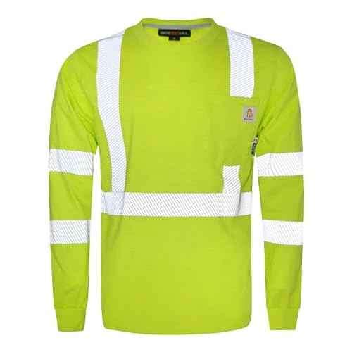 BOCOMAL FR Tee Shirts High Visibility/Hi Vis Flame Resistant/Fire Retardant Shirt 7oz Reflective Men's Safety Shirts