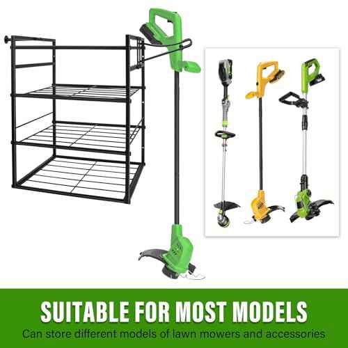Tool Wall Mount Storage Rack for Ego, Lawn Power Tool Organizer for Ego Hedge Trimmer Ego Battery Charger Ego Edger Lawn Tool , 4-Tier Battery Drill Holder Wall Mount, Power Lawn Tool Organizer