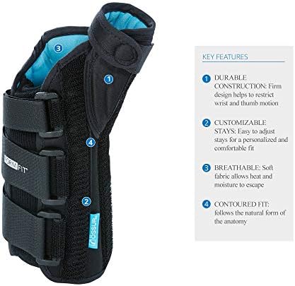 Ossur Formfit Thumb Spica Brace for DeQuervain’s Tendonitis, Arthritis and Gamekeeper’s Thumb | Features Removable Aluminium Stays & Contact Closure Straps | Breathable Material | (Left, Medium)