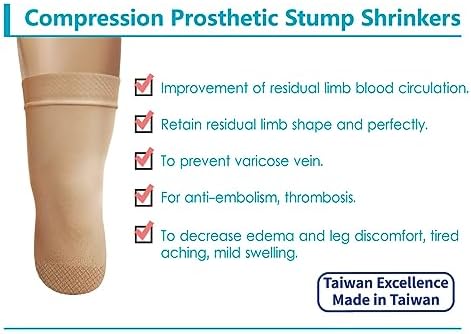 Prosthetic Stump Shrinkers – Below Knee, 40cm, Compression, Amputee Socks, 20-30, Daily use, Taiwan Excellence 5XL