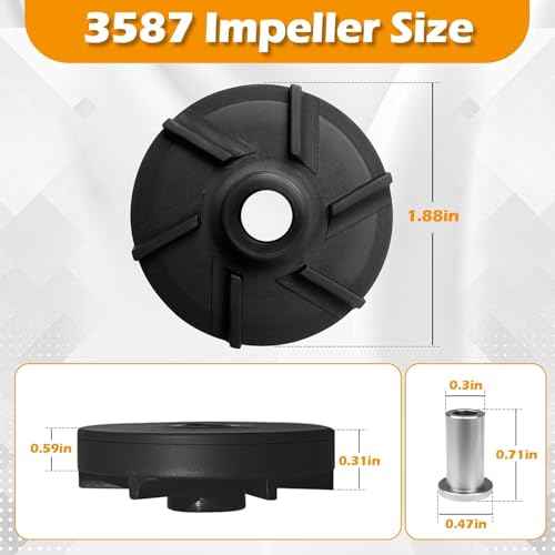3587 Magnetic Impeller, 3220 Bearing Housing Compatible with Grindmaster Crathco Beverage Dispensers, Fits Models D15, D155, D25, D255, D35, D355 (3 Pack)