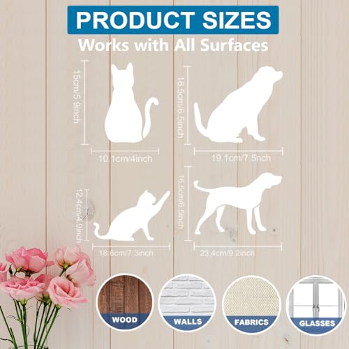 MAYJOYDIY 4pcs Dog Cat Stencil 11.8¡¿11.8inch Pet Theme Plastic Decoration Template with Paint Brush Golden Retriever Dachshund Dog Bones Paw Print Template for Wood Fabric Wall Window DIY Craft