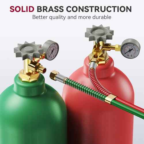 ARCCAPTAIN Oxygen Acetylene Hose, 1/4" x 50 FT with 9/16"-18 B Fittings and Spring Guards, Welding Torch Hose for Oxy Acetylene Flame Welding and Cutting, Grade T