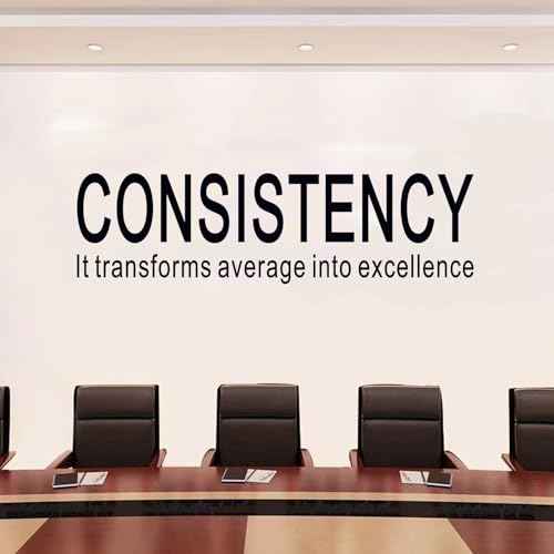 SEATUNE Office Inspirational Quotes Wall Stickers - Teamwork Positive Motivational Wall Decals - Workplace Home Vinyl Art Wall Decor - Consistency It Transforms Average into Excellence 25"X7"