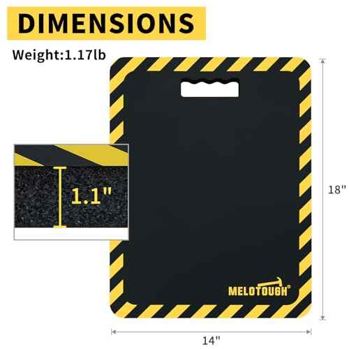 MELOTOUGH Kneeling Pads for Work, Soft Foam Kneeling pad for Gardening, Auto-Repair, Cleaning, Flooring, Water Resistant, Shock Absorption, 18"x14"x1.1" (Black)