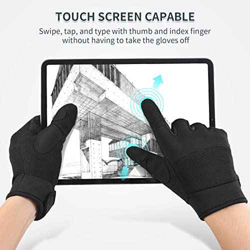 OZERO Work Gloves for Men Women: Mechanic Glove Touchscreen Firm Grip Dexterity Light Duty Gloves for Gardening Construction