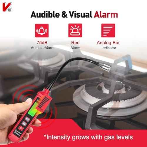Gas Leak Detector, Portable Natural Gas Sniffer with 8-Inch Probe for Propane, Methane & Combustible Gases