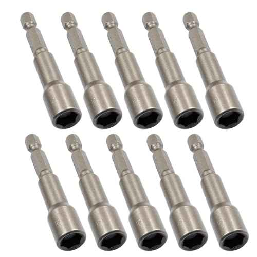 10 Pcs 5/16 Inch Quick Change Power Nut Driver Bit, Hex Magnetic Power Hex Nut Driver Magnetic Extension Socket Drill Bit Set for Electric Hand Drill, Screwdriver