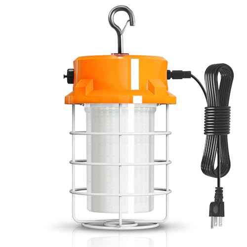 80W LED Temporary Work Light 12000lm 5000K Daylight White Portable Hanging Construction Lighting Led High Bay Light for Workshop Mine Job Site Lighting