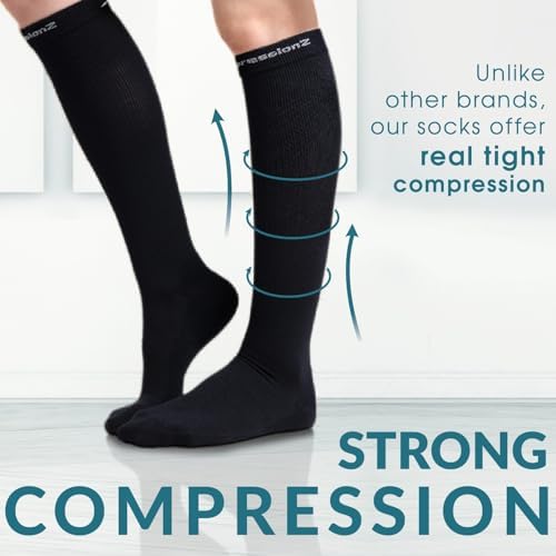 CompressionZ 20-30 mmHg Knee High Compression Socks Men & Women | Support Stockings for Travel, Nurses and Athletes