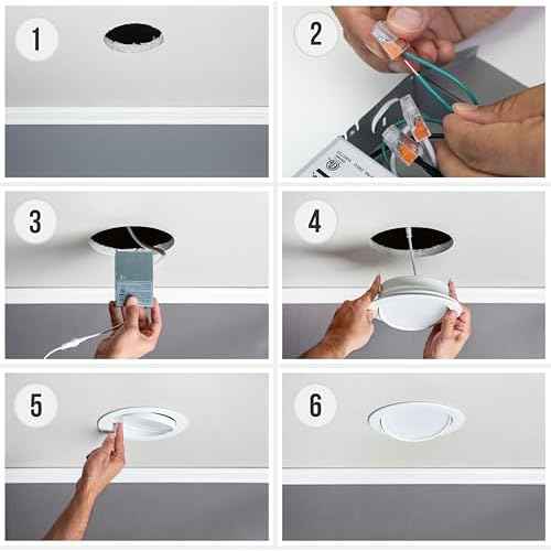PROCURU [4-Pack] 6-Inch Gimbal Heavy Duty 12W (7" Trim) LED 2700K-6000K 5CCT Adjustable, Rotate & Swivel Ultra-Thin Recessed Ceiling Downlight, Dimmable, AirTight IC Rated (VGB6-5W3-4P)