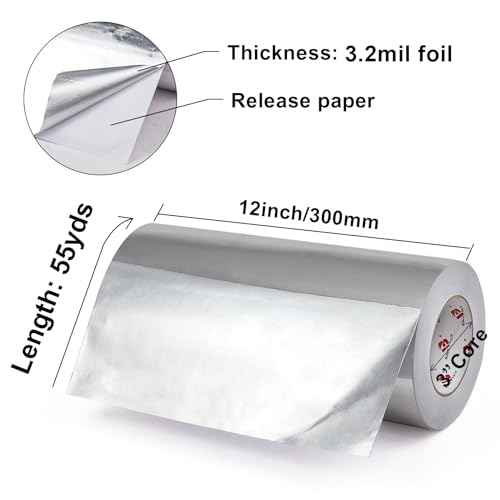 BOMEI PACK Aluminum Foil Tape,Heavy Duty Metal Duct Tape,High Temperature Silver Tape,Perfect for Sealing & Patching,HVAC,Air Ducts,Insulation and Metal Repair (12 Inch x 55 Yards)