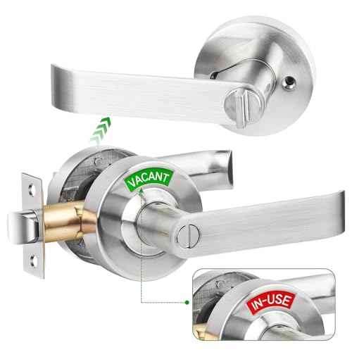 Indicator Privacy Lock and Door Lever,Vacant Occupied Bathroom Knob with Privacy in-Use or Vacant Indicator Lock,ANSI Grade2 Commercial Door Handle for Public Restrooms Toilet