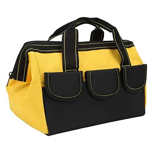Heavy Duty Tool Bag, Oxford Cloth Tool Bag Multiple Pockets for Home (Yellow)