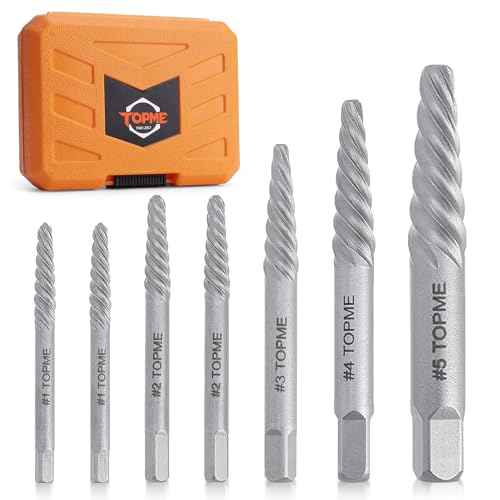 Screw Extractor Set, 7PCS Easy Out Screw Extractor Set, Stripped Screw Extractor for Removing Damaged Screws, Broken Bolts, Studs