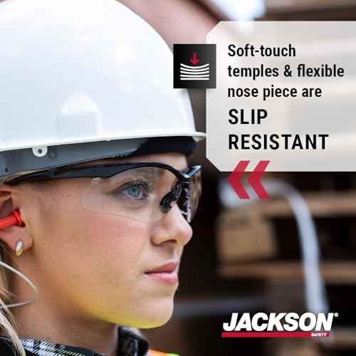 Jackson Safety SG Safety Glasses - Eye Protection for Men & Women - Anti-Scratch Lens with Black Frame - ANSI Z87.1 - Pack of 3 (Multiple Styles)