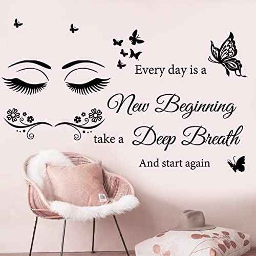 Vinyl Quotes Stickers - Every Day is A New Beginning Inspirational Wall Art Sticker Positive Quotes Wall Decals for Living Room, Bedroom, Classroom, Office, Studio, School, Teen Dorm Room