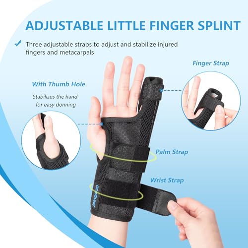 Pinky Finger Splint, Finger Splint for Pinky, Broken Pinky Finger Brace, Little Finger Splint, Metacarpal Finger Splint Hand Brace for Trigger Finger, Arthritis, Pinky Splint Left Hand, M