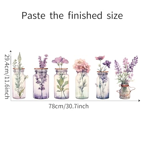 6 Pieces Little Fresh Glass Flower Vase Wall Decals 3D Flower Vase Wall Stickers Wall Decor Wall Art Creative Cuarto Living Dining Bedroom Children's Baby Girls Room Pegatinas para Pared Calcoman?as
