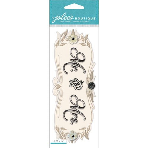 Jolee's Boutique Dimensional Title Stickers, Mr. and Mrs.