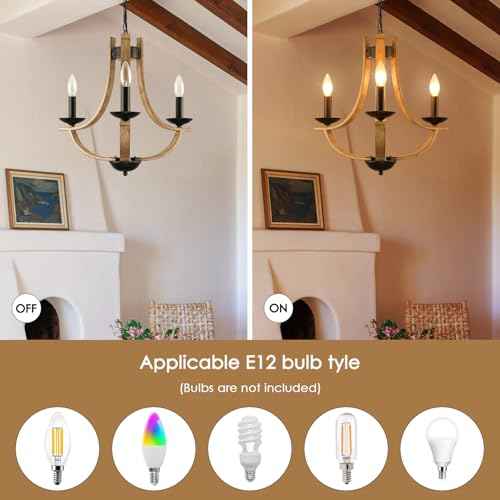 Farmhouse Chandelier for Dining Room 3-Light 19" Wide Adjustable Kitchen Island Pendant Lighting, Rustic Hanging Light Fixture for Entryway Foyer Bedroom Living Room,