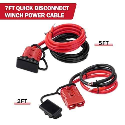 7 FT Quick Disconnect Winch Power Cable, 4 Gauge 4 AWG Copper Wiring, Heavy Duty Quick Disconnect Cables