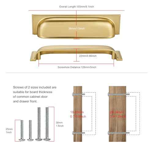 SAILING 10 Pack Cabinet Cup Handle- 5"/128mm Champagne Bronze Cabinet Cup Pulls Cabinet Handles Kitchen Hardware Bathroom Living Room Drawer pulls