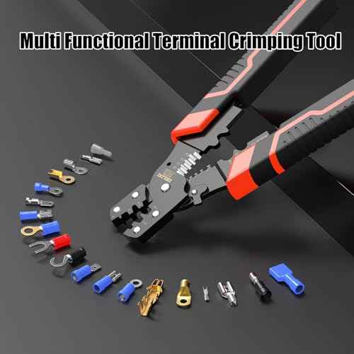 Crimping Tool with Stripper & Terminal Crimper, Multifunctional Wire Crimping Tool for AWG 28-10 Wires and 1.0-2.6 mm©÷ Cable Stripping, Perfect for Network Engineers, DIY Enthusiasts