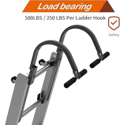 Roof Ladder Hook with Wheel Heavy Duty Ladder Stabilizer for Roof Ridge Extension Ladder, Rubber Grip T-Bar for Damage Prevention Lock Jaw Ladder Grip,Fast & Easy to Access Steep Roofs(Patent)