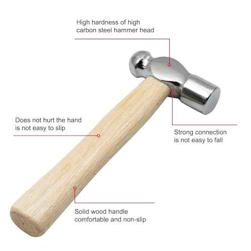 Mini Wooden Handle Round Head Hand Hammer, Reinforced Ball Hammer, Escape Tool for Prying Nails, Woodworking & Repairing