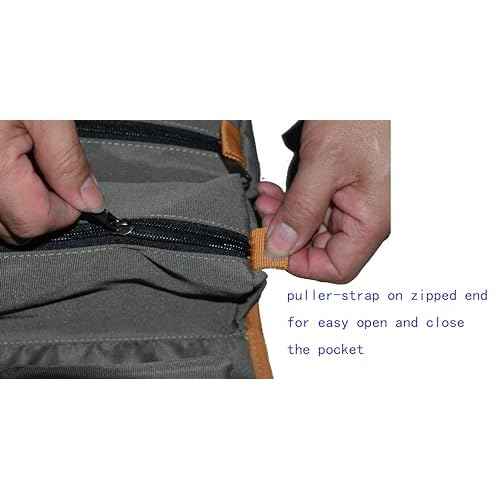 Tool Bag Roll Up, Bag Tool Organizers, Small Tool Bag W/Detachable Pouches, Heavy Duty Tool Organizer for Men Women(Green)