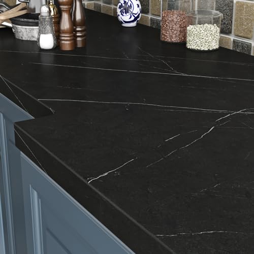 Livelynine Black Marble Wallpaper Peel and Stick Countertops Waterproof Black Countertop Contact Paper Desk Vinyl Wrap Self Adhesive Renter Friendly Counter Top Covers for Kitchen Bathroom 15.8x78.8