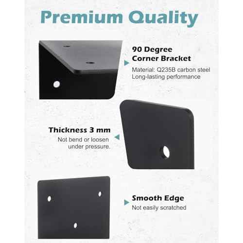 8 pcs 6" x 6" x 5" Heavy Duty Steel Ll Right Angle Bracket, 6x6 Steel Corner Brackets, 90 Degree Timber Post Brackets for 4x4 and 6x6 Post, Wood Shelves, Furnitur
