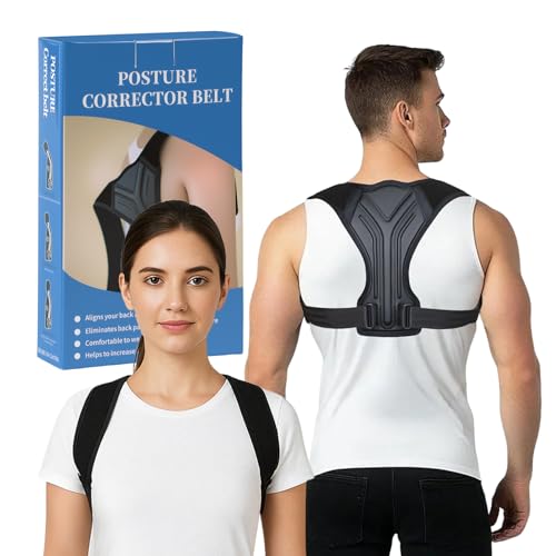 Posture Corrector for Women & Men, Adjustable Upper Back Brace with Anti-Chafing Pads for Neck/Shoulder/Back Pain Relief, Breathable Invisible Posture Brace for Office, Driving, Fitness. (Black, Large)