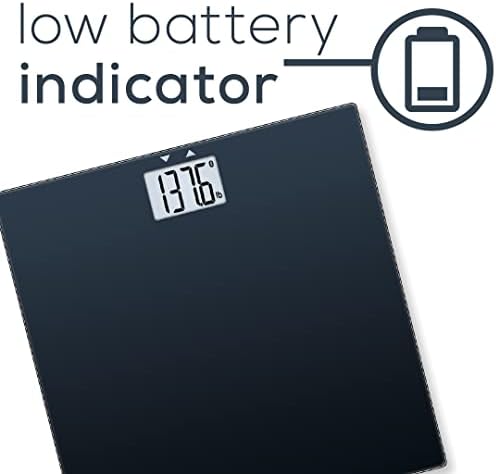 Beurer GS435B Glass Bluetooth Scale for Body Weight with BMI Composition Measurement, Smart Digital Bathroom Scales Connects with Health App Analyzer, Weigh in Kg and Lbs, Black
