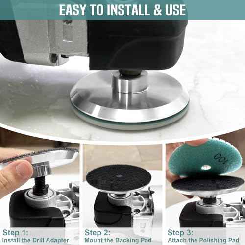 13 Packs 4 inch Diamond Polishing Pads Kit Wet/Dry with 5/8"-11 Backer Pad Granite Bufffing Sanding Set 50-10000 Grit for Concrete Stone Marble Tile Quartz Rock