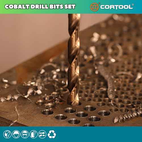1/16 inch Cobalt Drill Bits (20Pcs), M35 HSS Metal Jobber Length Twist Drill Bit Set for Hard Metal, Stainless Steel, Iron, Copper, Aluminium, Brass, Plastic & Wood