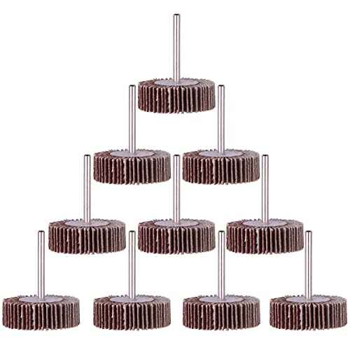Rocaris 10 Pack Flap Wheel, 120 Grit for Rotary Tools£¬1/8 inch Shank (32X10X3)