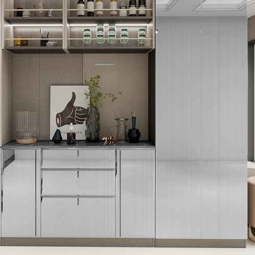 Silver Stainless Steel Contact Paper 15.7"¡¿120" Peel and Stick Metallic Wallpaper for Countertop Fridge Dishwasher Cabinets