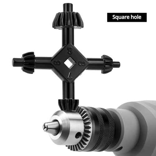 QWORK 2pcs 4-in-1 Drill Chuck Key Set, Hand Drill Chuck Wrench for Tighten Drills Chuck, Size Compatibility 3/8, 1/2, 3/4, 1 Inch, (L+S)