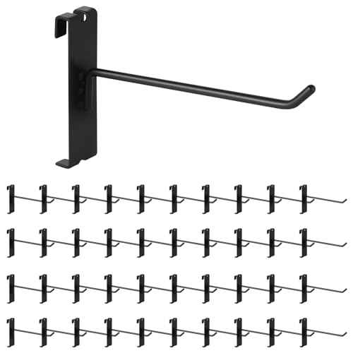 40Pcs 6" Gridwall Display Hooks Assortment Set, Black Metal Grid Wall Panel Hanging Display Hook for Garage Shop Retail Storage, Wire Diameter 5mm/ 0.2¡±