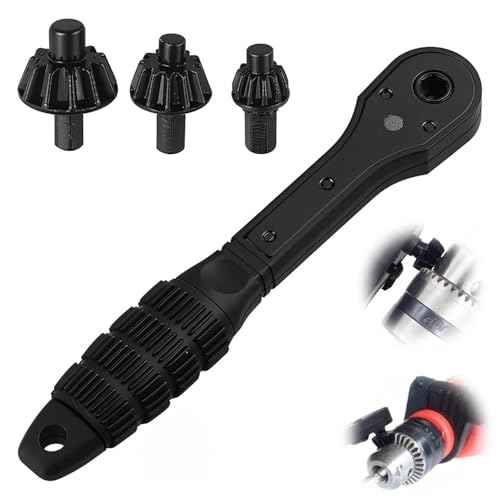 2-in-1 Ratcheting Drill Chuck Key Wrench,Drill Chuck Key,Universal Chuck Key Replacement Tool for Drill, Compatible with Most Electric Drills and Power Tools(1Pcs