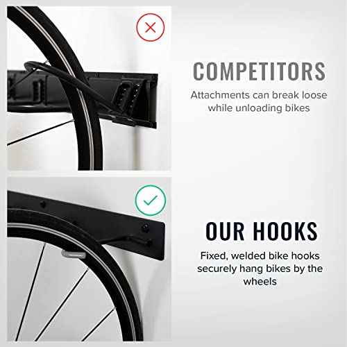 StoreYourBoard Bike Storage Rack, 4 Bike Racks for Garage, Solid Steel Extra Heavy Duty BLAT Bike Rack - Garage Wall Mounted Bicycle Storage, Up to 200lbs, 32-inch