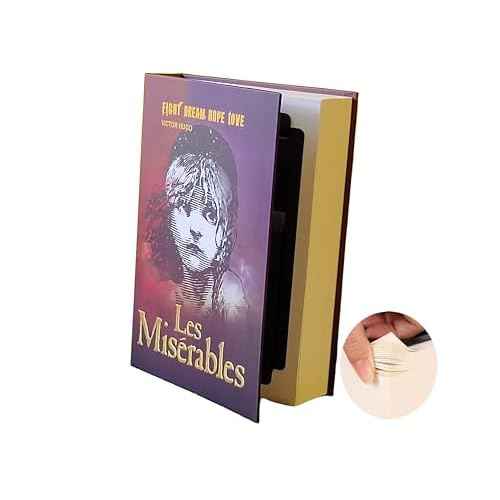 Real Pages Book Safe with Key Lock - Hollow Secret Compartment for Cash, Jewelry, Passports | Anti-Theft Hidden Storage Box Disguised as Home&Office Book |Travel Safe (Les Miserables-Key)