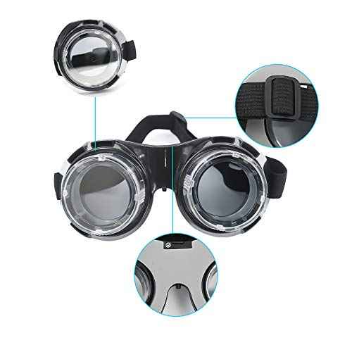 Luwint Colorful Flashing Glasses LED Steampunk Goggles - Light Up Glasses for Halloween Christmas Birthday Party Rave Cosplay Costume Show (Black)