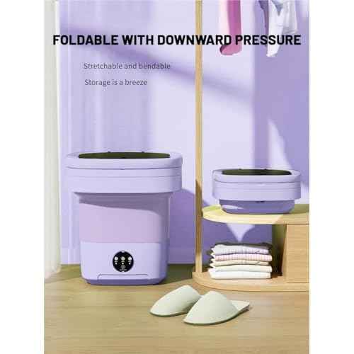 Portable Washing Machine, Mini Washer,16L Upgraded Large Capacity Foldable Washer.Deep Cleaning of Underwear, Baby Clothes and Other Small Clothes.Suitable for Apartments, Dormitories, Hotels.(Purple)