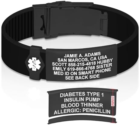 Divoti Custom Engraved Medical Alert ID Bracelet – Dual-Sided Laser Etching, Silicone Wristband, Stainless Steel Security Clasp – Adjustable & Trim-to-Fit – Emergency Medical Info Band for Men & Women