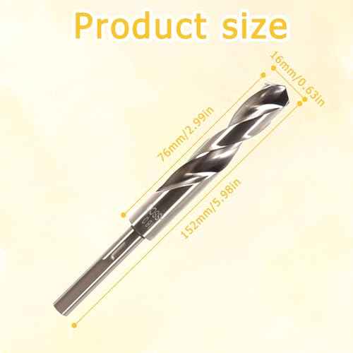 5/8 Inch Reduced Shank Drill Bit, Stainless Metal High Speed Twist Cobalt Drill Bit for Drilling Steel, Copper, Aluminum Alloy, Cast Iron, 16 mm