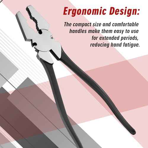 10'' Button Fence Pliers for Bending Cutting and Gripping Flat Nose Wire Cutter Plier for Construction and Wire Fencing Resists Rust and Corrosion