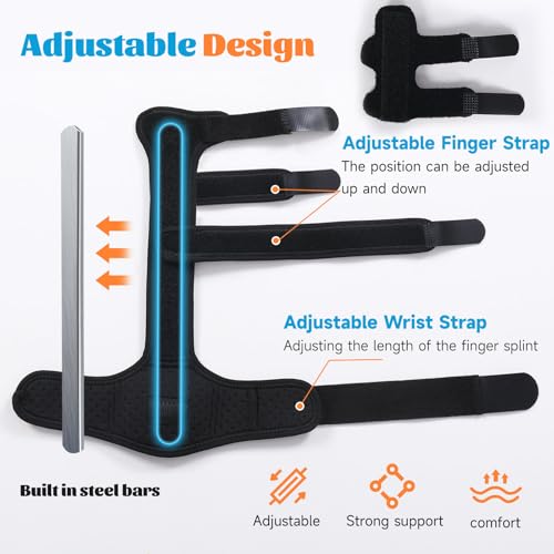 Fanwer Finger Splint with Mallet Finger Splint(3PCS), Adjustable Pointer Finger Splint, Reversible Pinky Finger Splint, Middle Finger Splint, Index Finger Splint, Ring Finger Splint